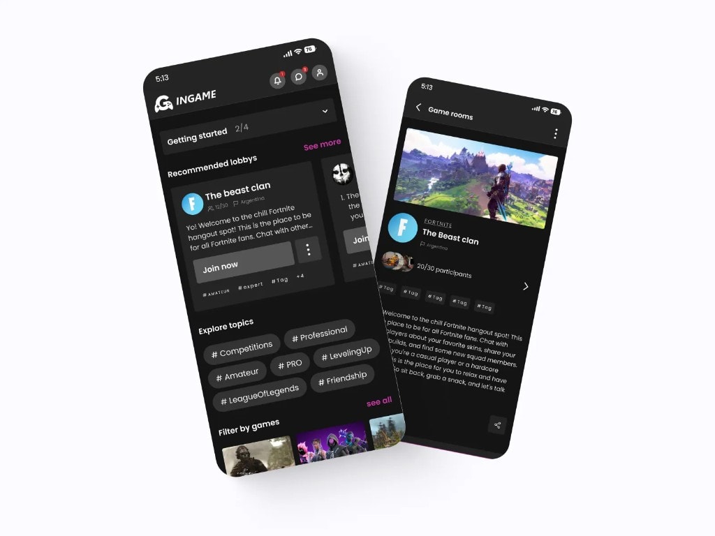 INGAME, lobbies and game rooms for gamers